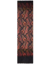 Etro - Wool Jacquard Scarf With Check Print And Faded Paisley Motif - Lyst