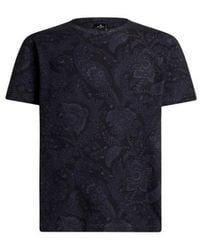 Etro - T-Shirt With Floral Paisley Print - Lyst