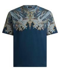 Etro - Cotton Jersey T-Shirt With Placed Paisley Pochette Print - Lyst