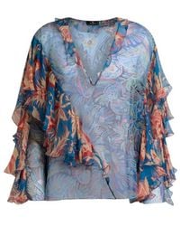 Etro - Long-Sleeved Silk Blouse With Ruffles And Floral Motif - Lyst