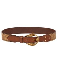 Etro - Leather Belt With Animal Buckle - Lyst