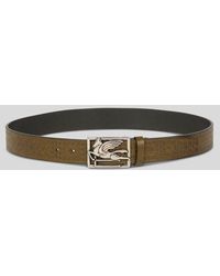 Etro - Etched Leather Belt With Pegaso Buckle - Lyst
