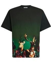 Etro - Cotton Jersey T-Shirt With Placed Animal Print - Lyst