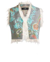 Etro - Cropped Wool-Blend Waistcoat With Daffodil Print - Lyst