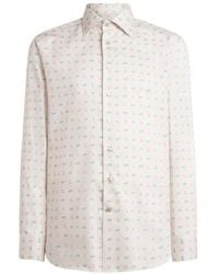 Etro - Cotton Sateen Shirt With Micro Paisley Motif - Lyst