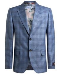 Etro - Single-Breasted Linen-Blend Jacquard Jacket With Check Motif - Lyst