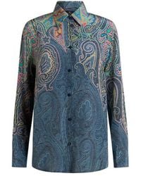 Etro - Hemd Aus Seide Mit Paisleymuster, Damen, Größe - Lyst