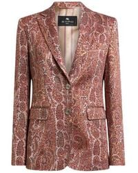 Etro - Single-Breasted Cotton-Blend Jacquard Jacket With Paisley Foliage Motif - Lyst