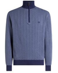 Etro - Cotton Jacquard Sweater With Zip And Pegaso Embroidery - Lyst
