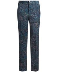 Etro - Tailored Wool Trousers With Floral Motif - Lyst