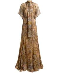 Etro - Long Silk Dress With Silk Scarf And Paisley And Animal Motif - Lyst