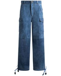 Etro - Denim-Effect Suede Cargo Trousers With Drawstring - Lyst