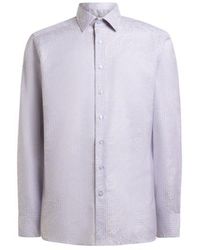Etro - Cotton Jacquard Shirt With Striped Motif And Paisleys - Lyst