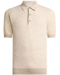 Etro - Knit Cotton Polo Shirt With Floral Paisley Motif - Lyst