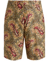 Etro Paisley Cotton Bermuda Shorts - Yellow