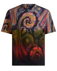 Etro - Cotton Jersey T-Shirt With Degradé Paisley Motif - Lyst