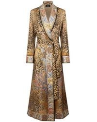 Etro - Silk Robe Coat With Paisley And Animal Motif - Lyst