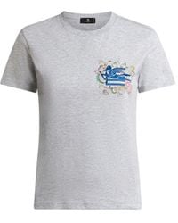 Etro - T-Shirt Avec Pegaso Et Monogramme Brodés, Femme, Taille - Lyst