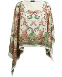 Etro - Floral Paisley Silk Poncho - Lyst