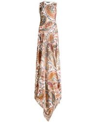 Etro - Knit Long Dress With Fringing And Floral Paisley Motif - Lyst