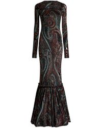 Etro - Chenille Jacquard Long Dress With Paisley Motif - Lyst