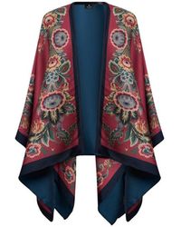Etro - Cape Aus Einer Wollmischung Mit Floralem Muster, Damen - Lyst