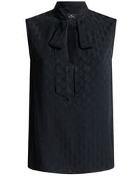 Etro - Silk-Blend Jacquard Top With Silk Scarf And Paisley Motif - Lyst