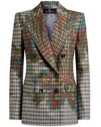 Etro - Zweireihige Jacke Aus Einer Wollmischung Mit Vichy-Muster, Damen, Größe - Lyst