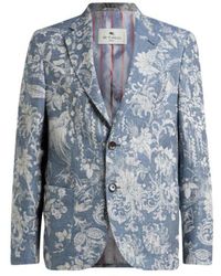 Etro - Single-Breasted Cotton Jacquard Jacket With Floral Motif - Lyst