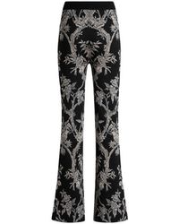 Etro - Fit-And-Flare Wool-Blend Jacquard Trousers With Placed Nature Motif - Lyst