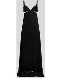 Etro - Jacquard Long Dress With Lace, Ostrich Feathers And Paisley Motif - Lyst