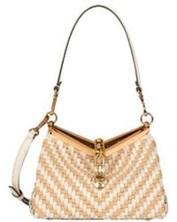 Etro - Small Woven Leather And Raffia Vela Bag - Lyst