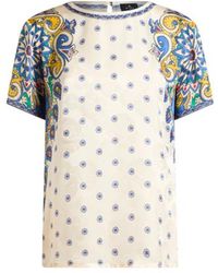 Etro - T-Shirt Aus Einer Seidenmischung Mit Print, Damen, Größe - Lyst