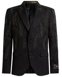 Etro - Single-Breasted Stretch Cotton-Blend Jacquard Jacket With Paisley Embroidery - Lyst