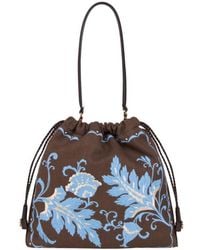Etro - Medium Linen-Blend Kalispera Bag With Embroidery - Lyst