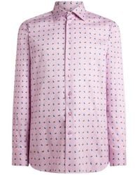 Etro - Cotton Sateen Shirt With Micro Paisley Motif - Lyst