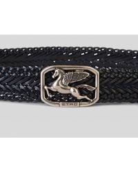 Etro Woven Leather Belt With Pegaso - Blue
