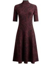 Etro - Robe Midi En Jacquard À Motif Paisley Feuillage, Femme, Taille - Lyst