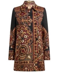 Etro - Double-Breasted Wool-Blend Jacquard Coat With Floral Motif - Lyst