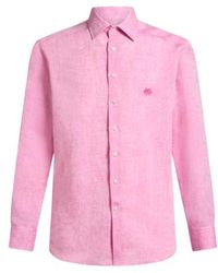 Etro - Linen Shirt With Pegaso - Lyst