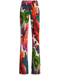 Etro - Trousers With Multicoloured Floral Print - Lyst