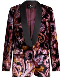 Etro - Velvet Jacket With Print - Lyst