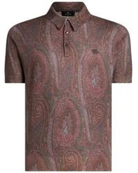 Etro - Knit Polo-Shirt With Paisley Print - Lyst