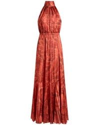 Etro - Peau D'Ange Silk Maxi Dress With Flower And Bee Motif - Lyst