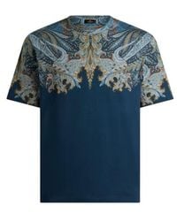 Etro - Cotton Jersey T-Shirt With Placed Paisley Pochette Print - Lyst