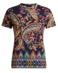 Etro - Cotton T-Shirt With Floral Paisley And Medallion Motif - Lyst