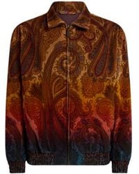 Etro - Cotton Corduroy Jacket With Placed Degradé Paisley Print - Lyst