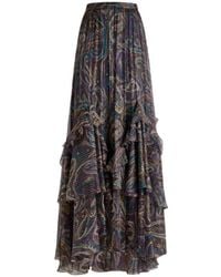 Etro - Jupe Longue En Soie À Motif Paisley Feuillage, Femme, Taille - Lyst