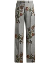 Etro - Printed Wool Trousers - Lyst
