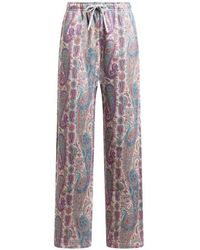 Etro - Cotton Jogging Trousers With Paisley Foliage Motif - Lyst
